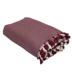 Plaid coton rouge bordeaux VERBIER - 130x170 cm
