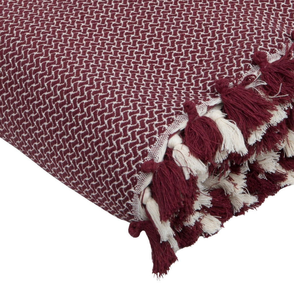 Plaid coton rouge bordeaux VERBIER - 130x170 cm