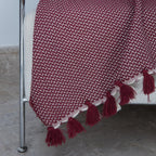 Plaid coton rouge bordeaux VERBIER - 130x170 cm