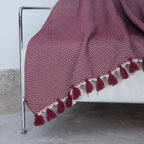 Plaid coton rouge bordeaux VERBIER - 130x170 cm