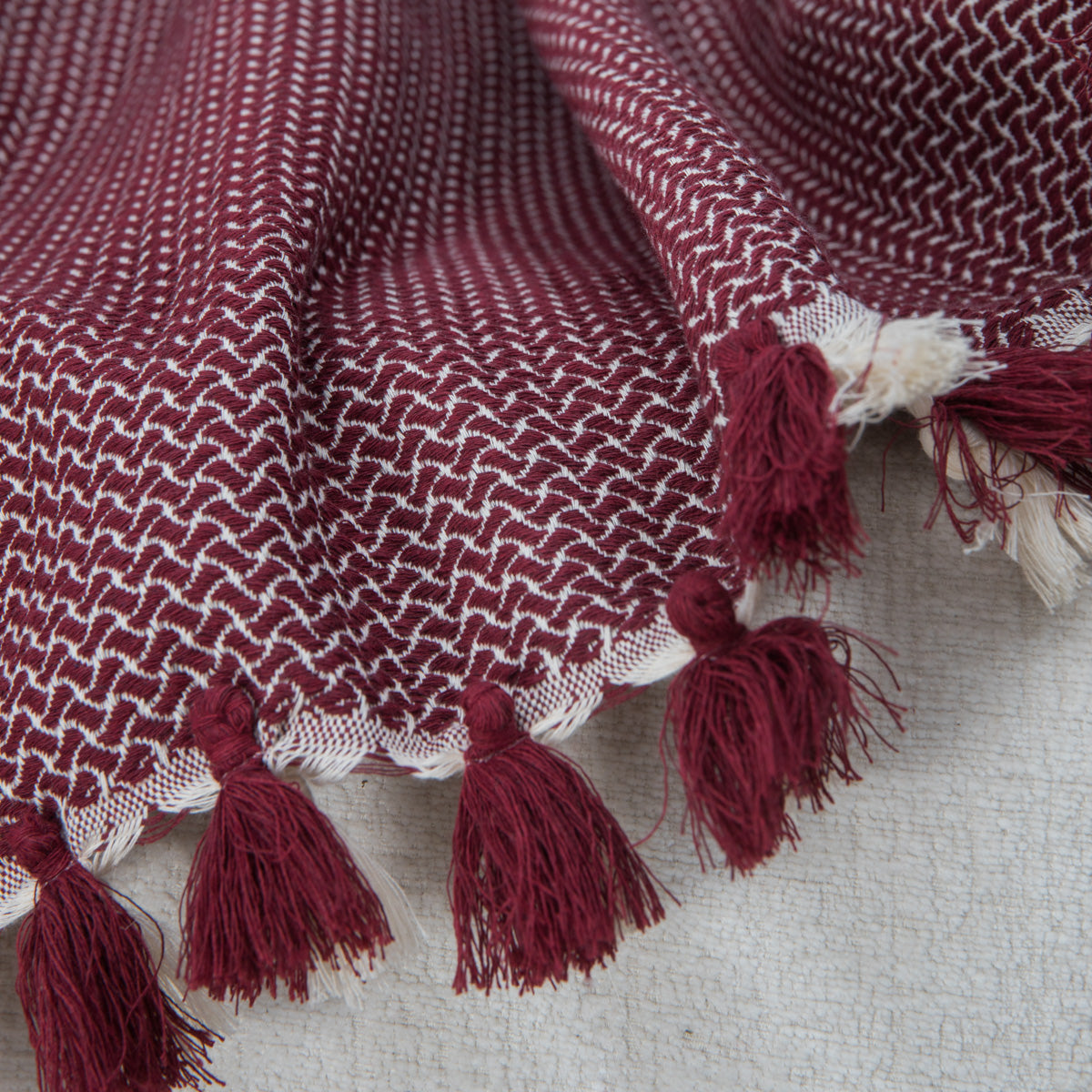 Plaid coton rouge bordeaux VERBIER