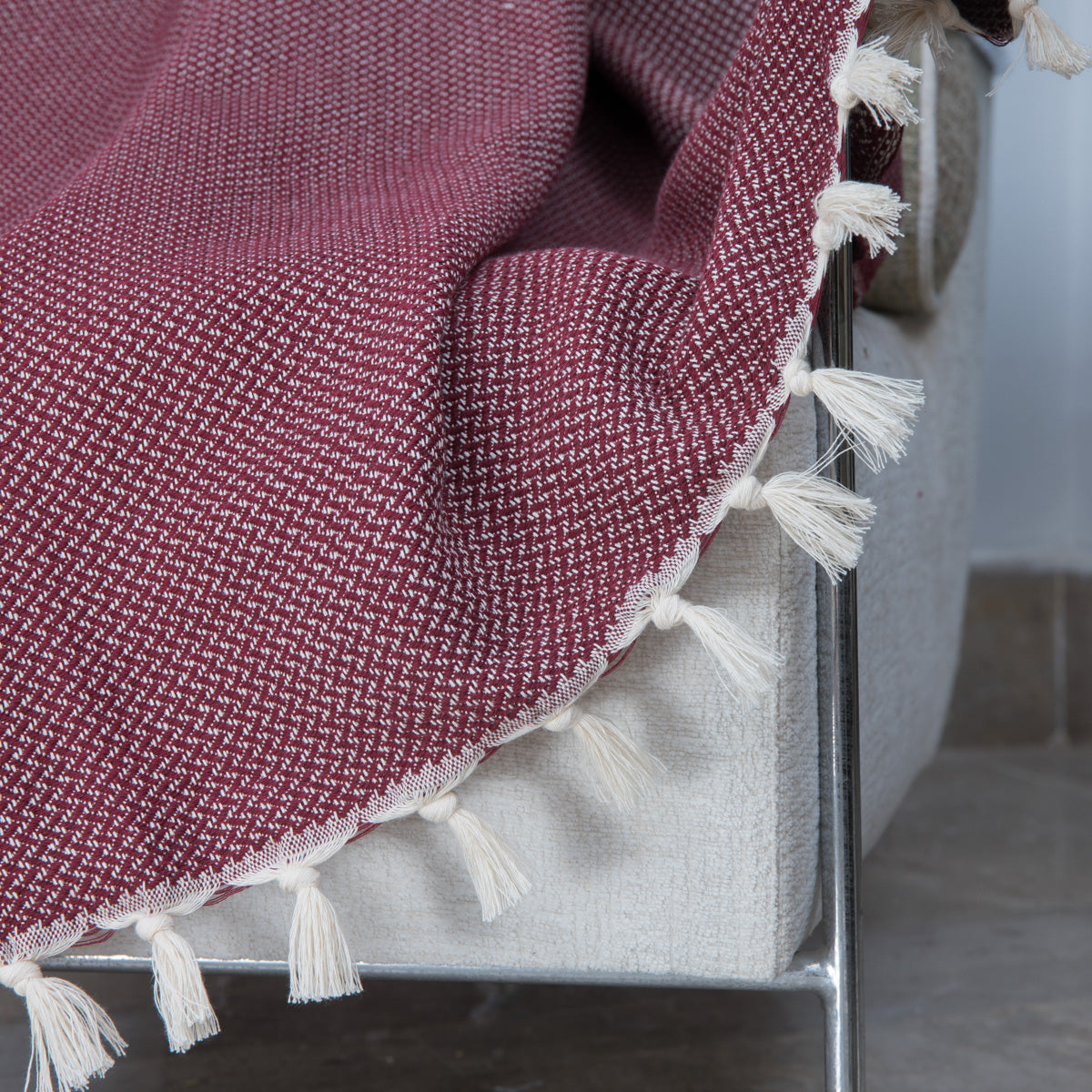 Plaid coton rouge bordeaux ZERMATT