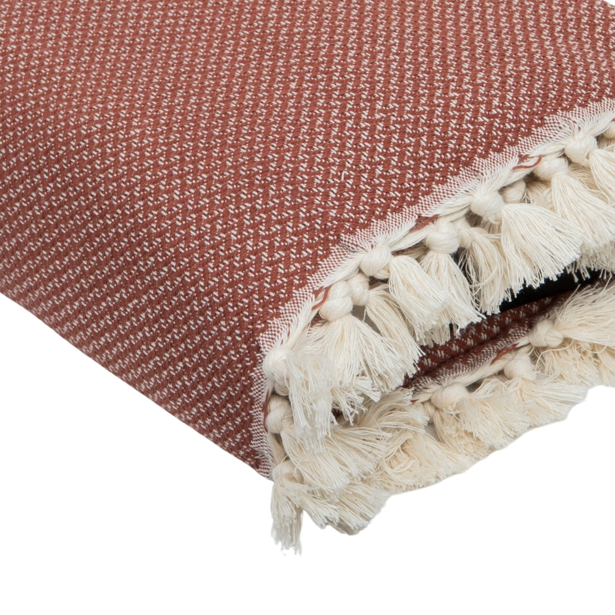 Plaid coton rouge tomette ZERMATT - 130x170 cm