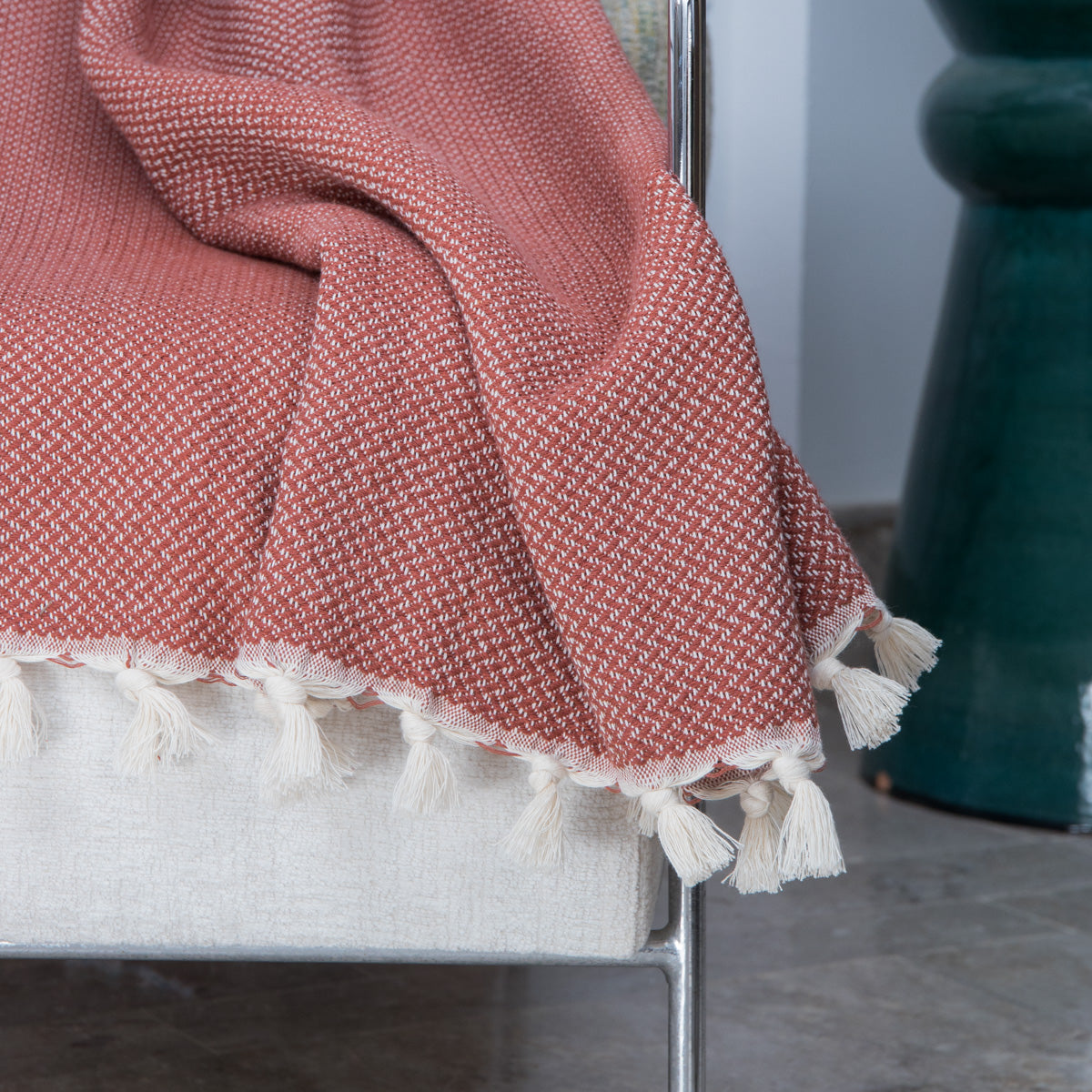 Plaid coton rouge tomette ZERMATT