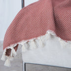 Plaid coton rouge tomette ZERMATT - 130x170 cm