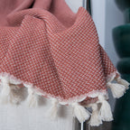 Plaid coton rouge tomette ZERMATT - 130x170 cm
