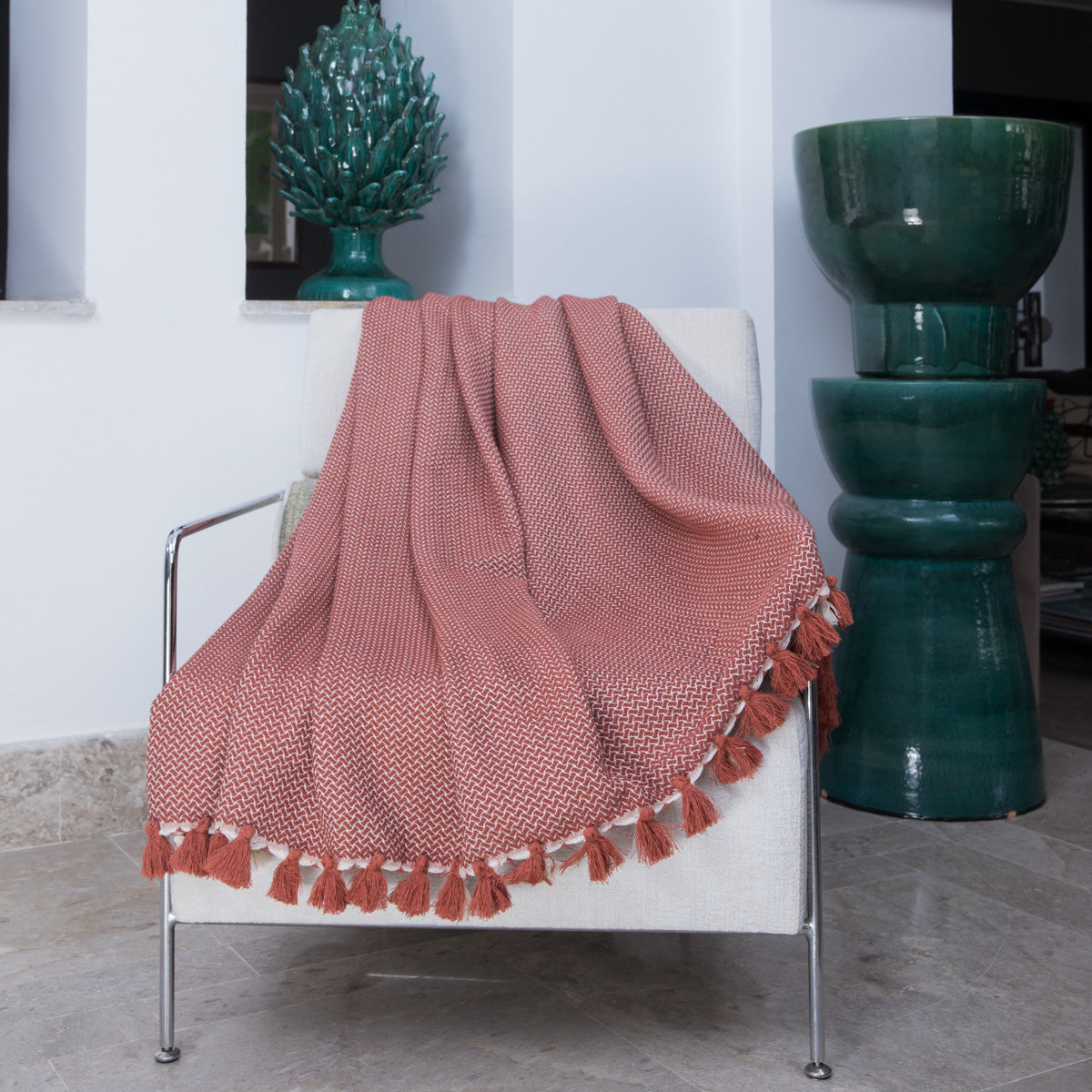 Plaid coton rouge tomette VERBIER