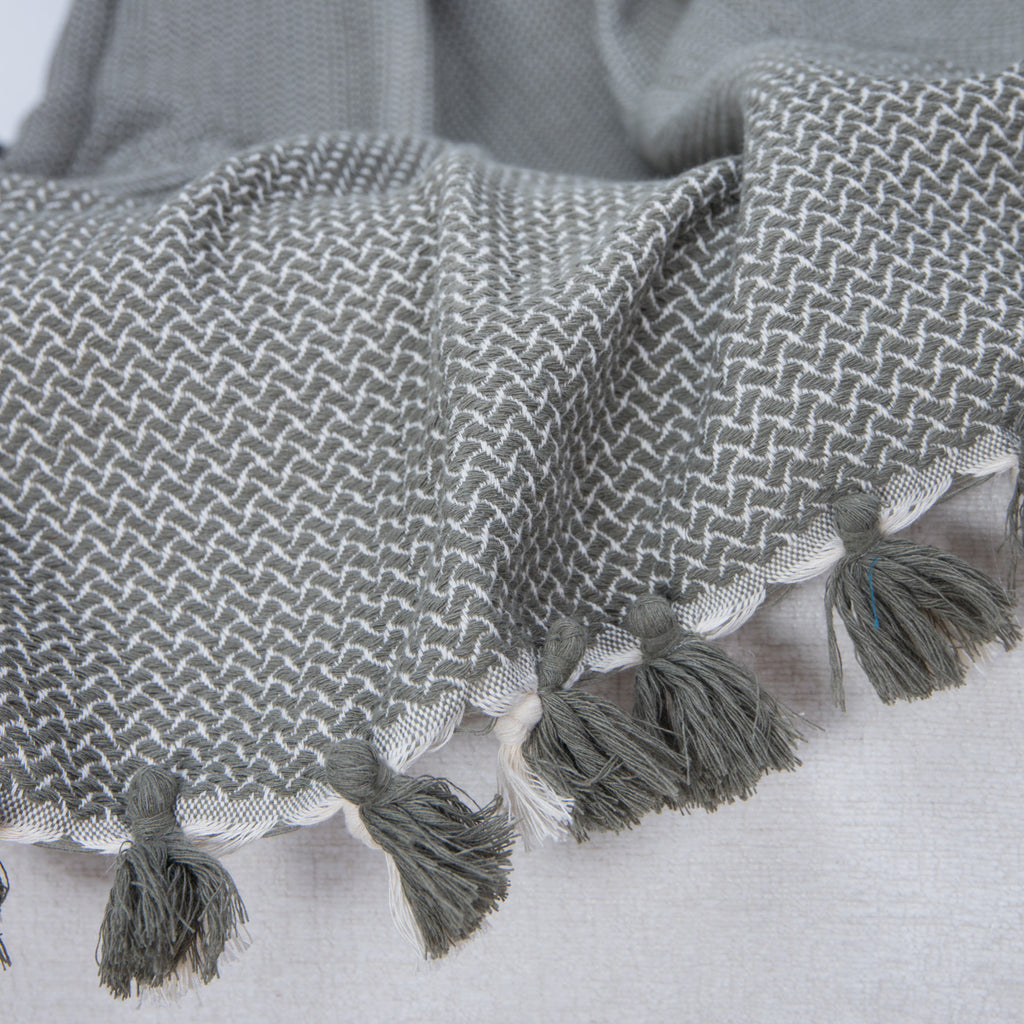 Plaid coton vert olive VERBIER - 130x170 cm