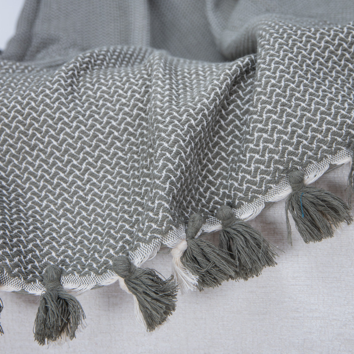 Plaid coton vert olive VERBIER - 130x170 cm