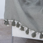 Plaid coton vert olive VERBIER - 130x170 cm