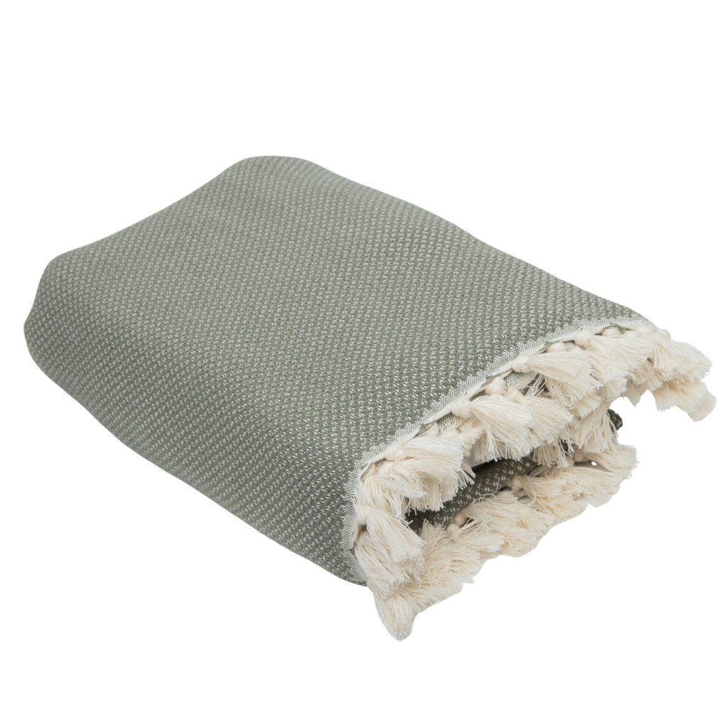 Plaid coton vert olive ZERMATT - 130x170 cm