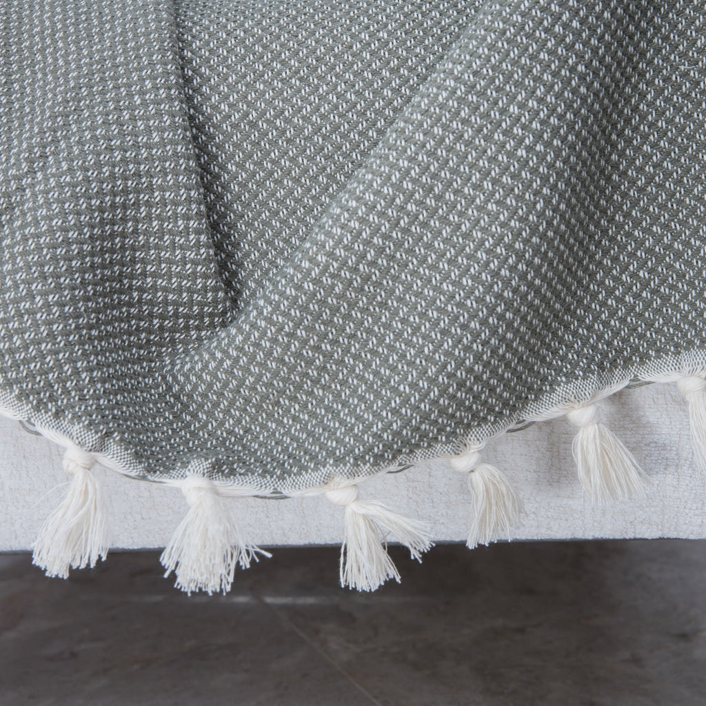Plaid coton vert olive ZERMATT - 130x170 cm