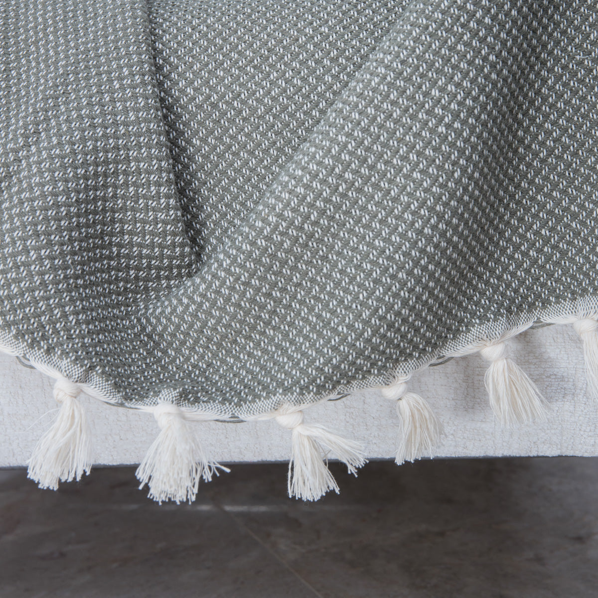Plaid coton vert olive ZERMATT - 130x170 cm