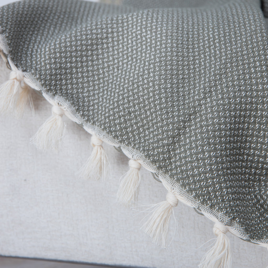 Plaid coton vert olive ZERMATT - 130x170 cm