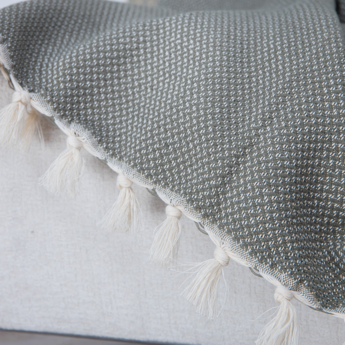 Plaid coton vert olive ZERMATT - 130x170 cm