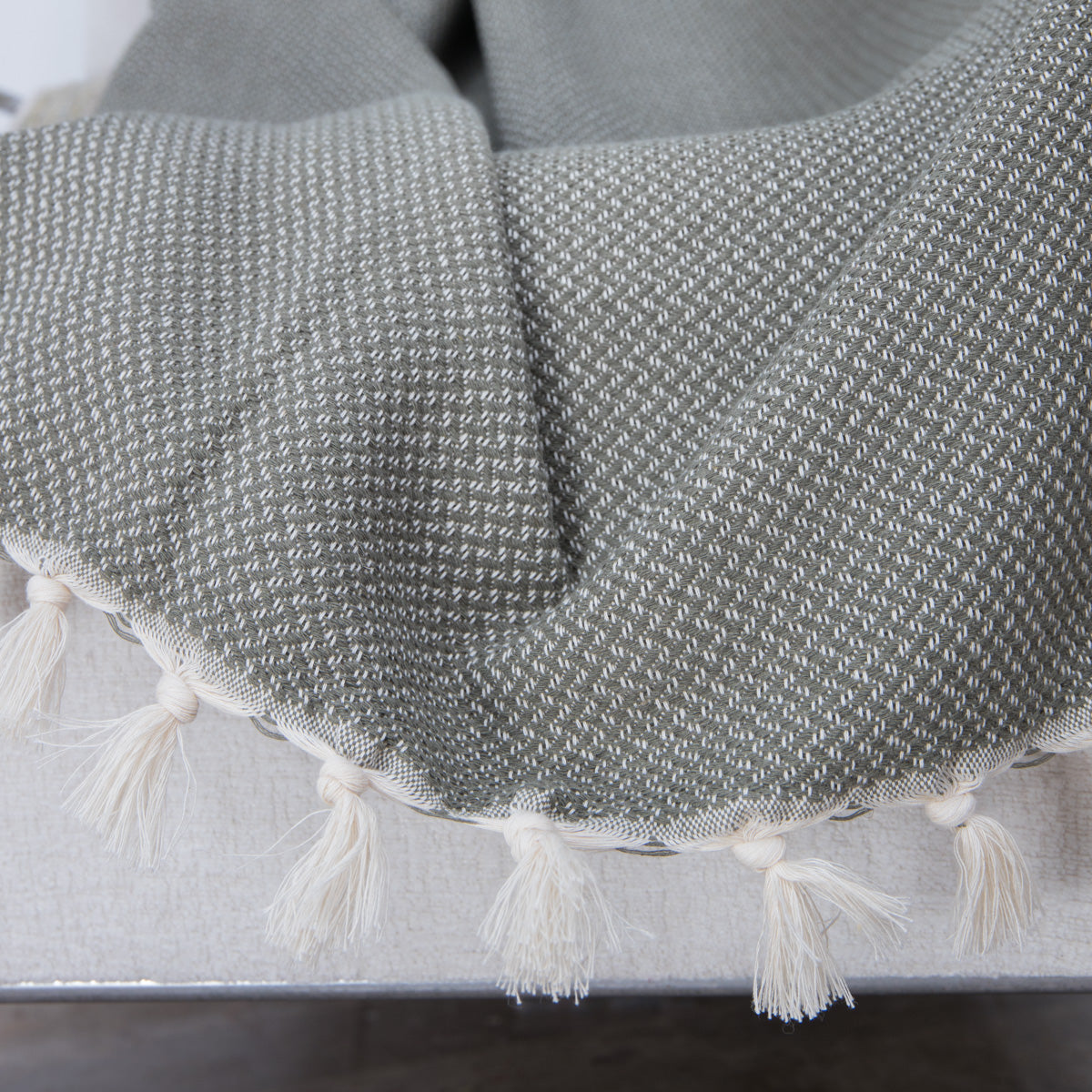 Plaid coton vert olive ZERMATT - 130x170 cm