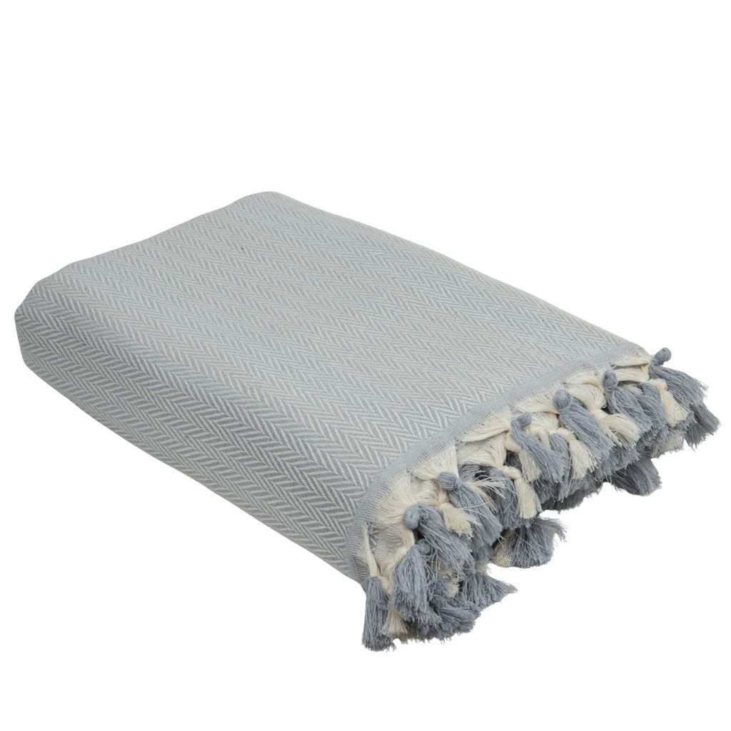Plaid coton gris perle MEGEVE - 130x170 cm