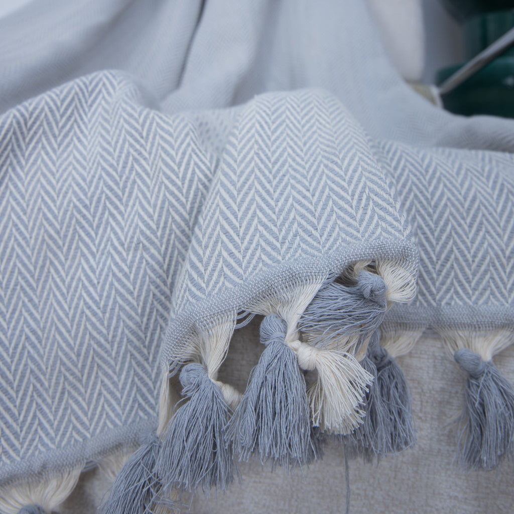 Plaid coton gris perle MEGEVE - 130x170 cm