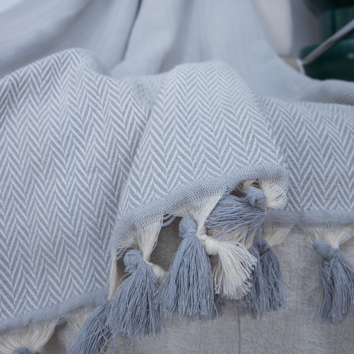 Plaid coton gris perle MEGEVE - 130x170 cm