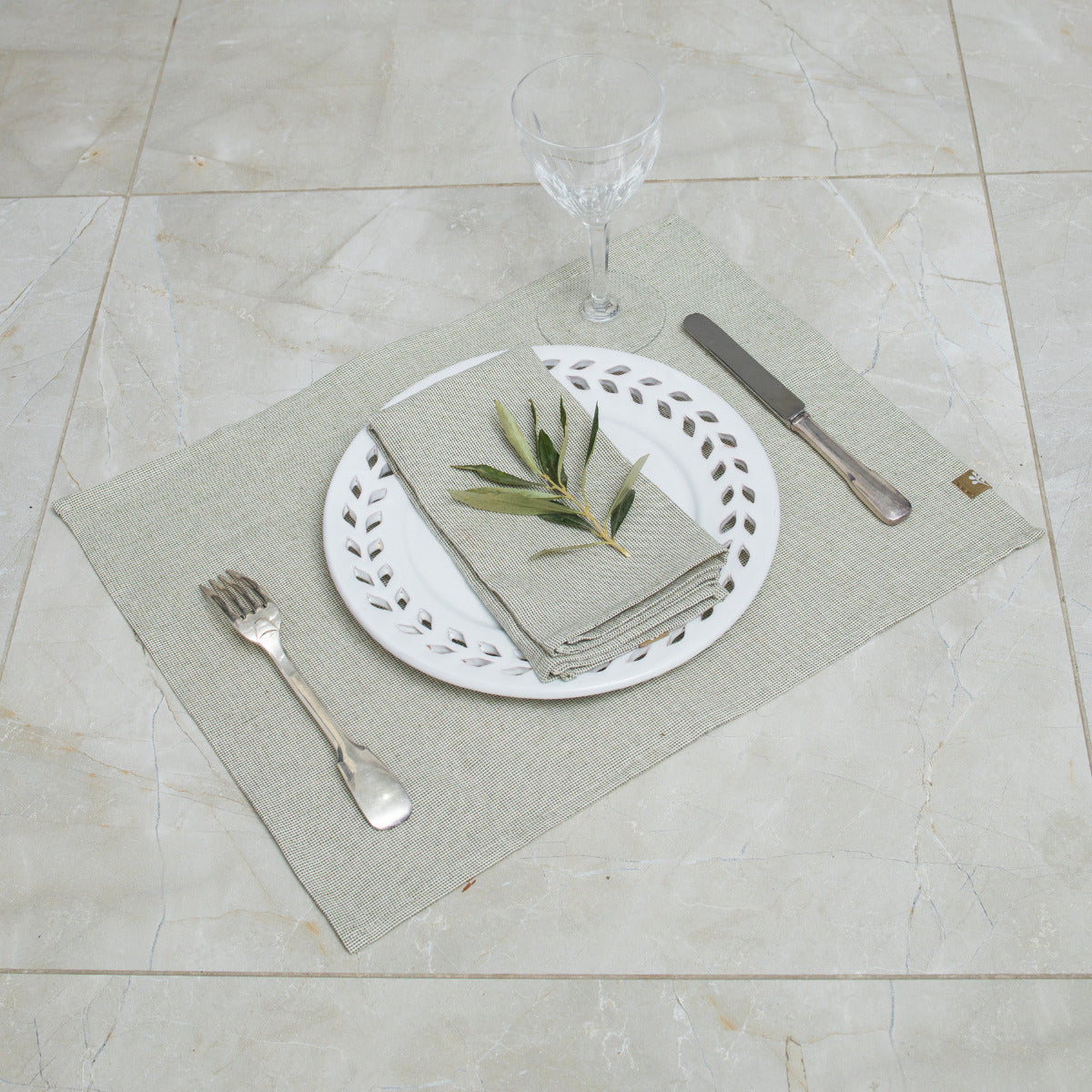 Set de table (x4) coton 35x50 COLETTE - vert olive