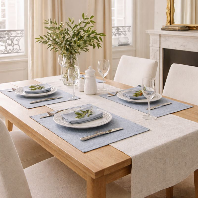 Set de table (x4) coton 35x50 COLETTE - bleu grec