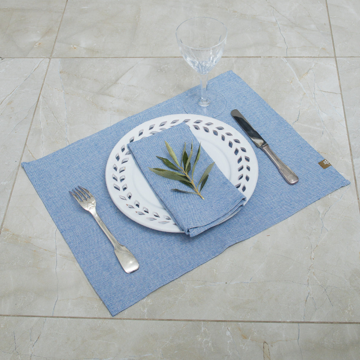 Set de table (x4) coton 35x50 COLETTE - bleu grec