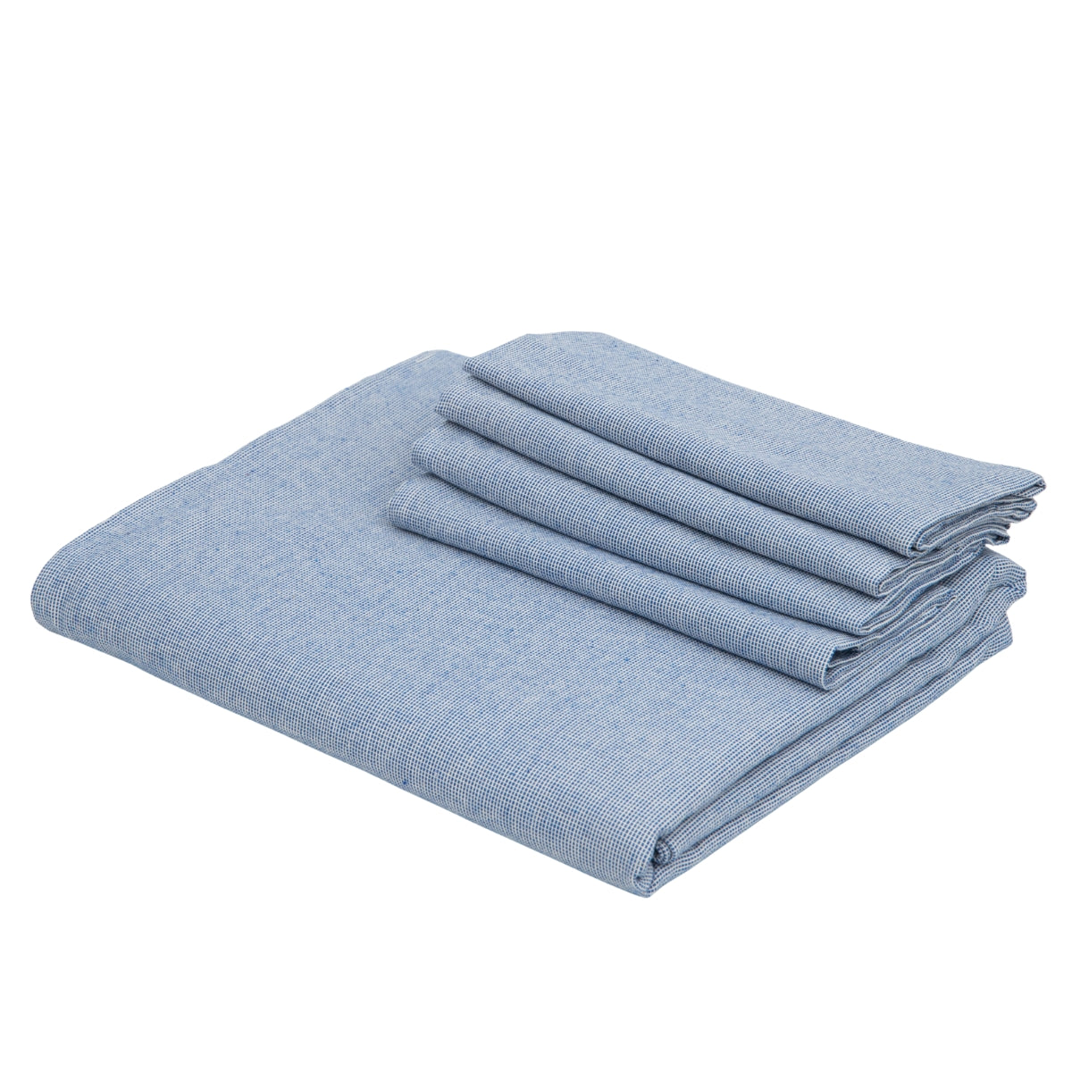 Nappe + 8 serviettes coton 180x350 COLETTE - bleu grec