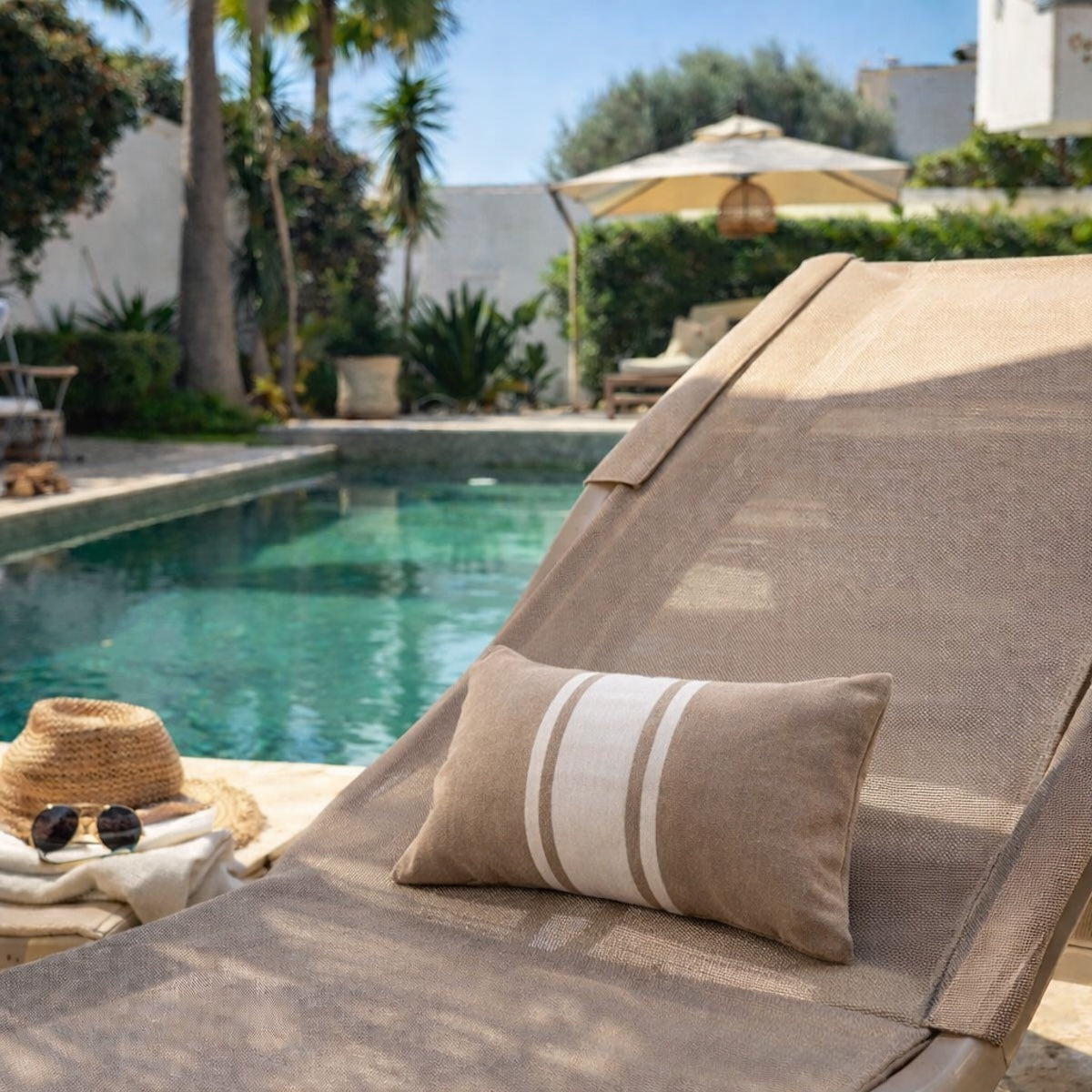 coussin de plage coton 39x25 ST TROPEZ - beige