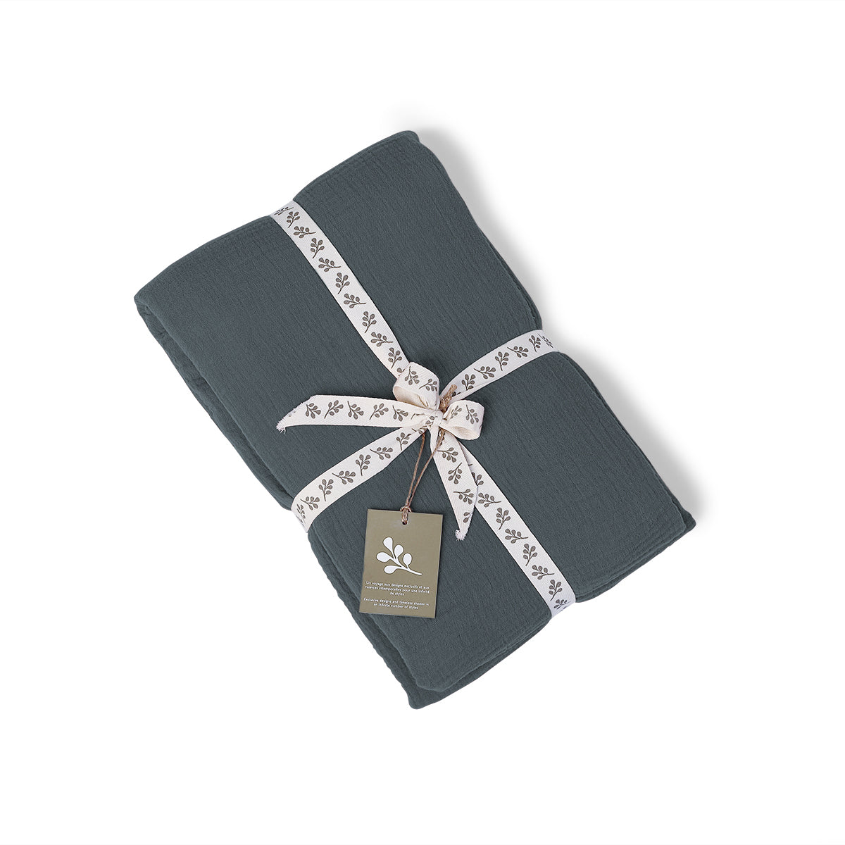 Parure + taies 50x70 gaze de coton bleu orage CARLA