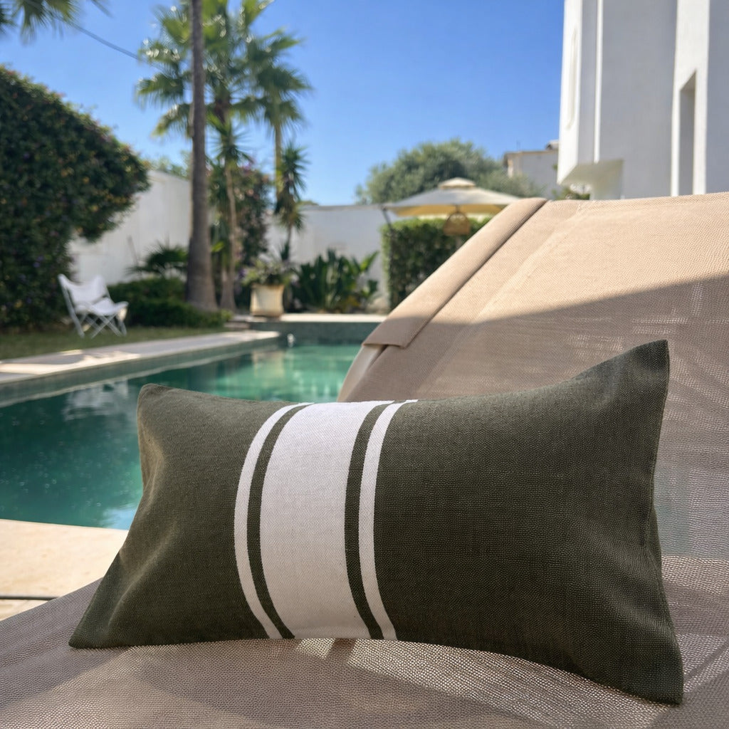 coussin de plage coton 39x25 ST TROPEZ vert kaki