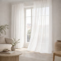 Voilage à passants (x2) voile de coton bio 140x290 BRUMA - blanc / blanc