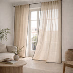 Voilage à passants (x2) voile de coton bio 140x290 BRUMA - grège / noir