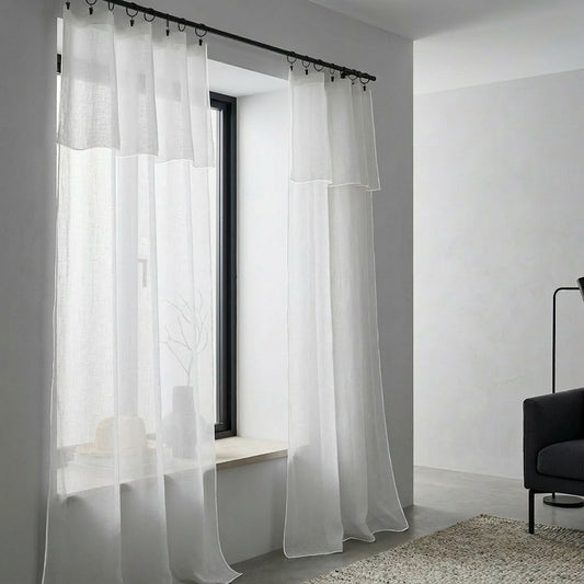 Voilage panneau (x2) voile de coton bio 140x290 BRUMA - blanc / blanc