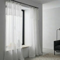 Voilage panneau (x2) voile de coton bio 140x290 BRUMA - blanc / blanc