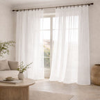 Voilage panneau (x2) voile de coton bio 140x290 BRUMA - blanc / blanc