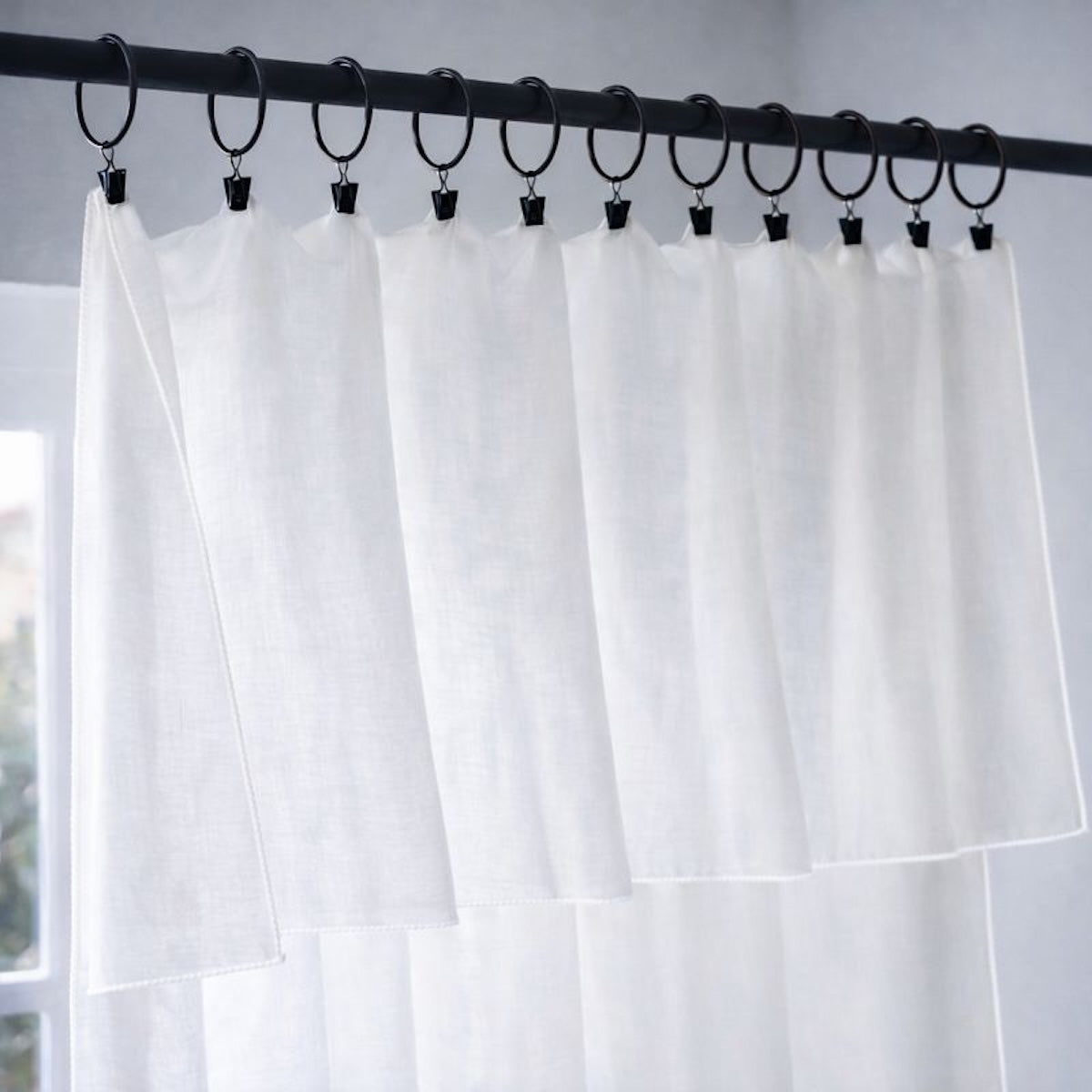 Voilage panneau (x2) voile de coton bio 140x290 BRUMA - blanc / blanc