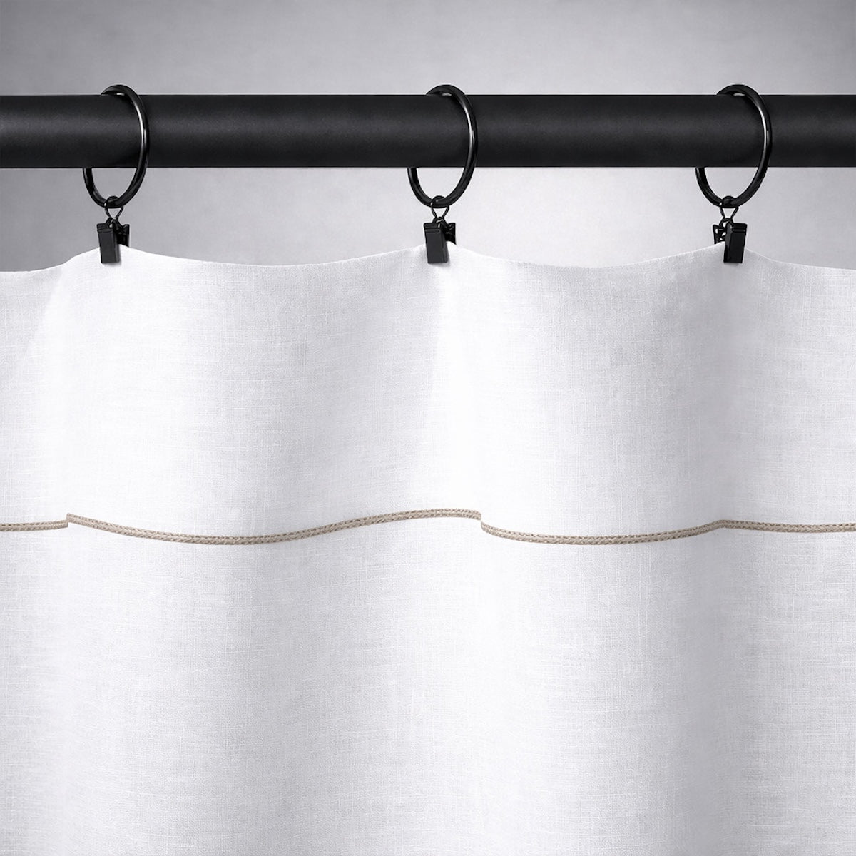 Voilage panneau (x2) voile de coton bio 140x290 BRUMA - blanc / grège