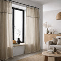 Voilage panneau (x2) voile de coton bio 140x290 BRUMA - grège / noir