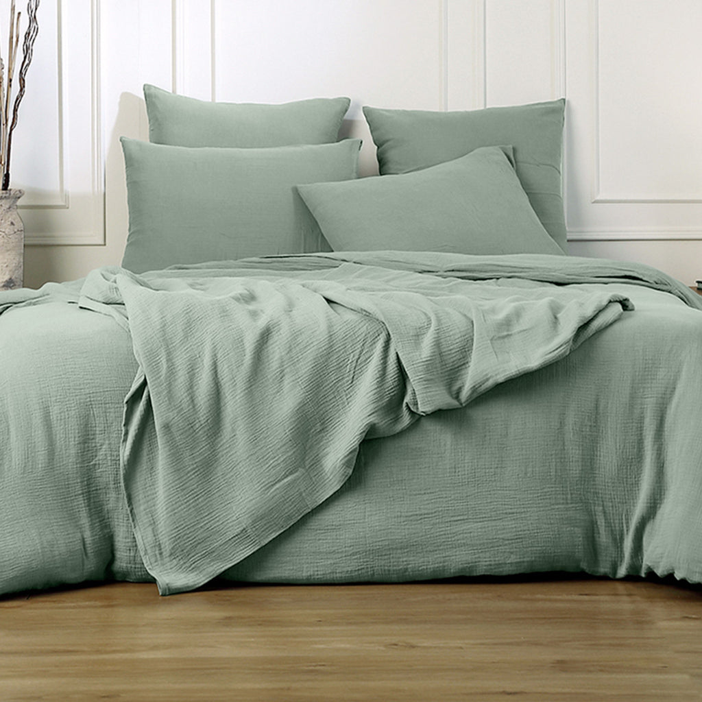 Drap plat gaze de coton 240x300 ALMA vert céladon