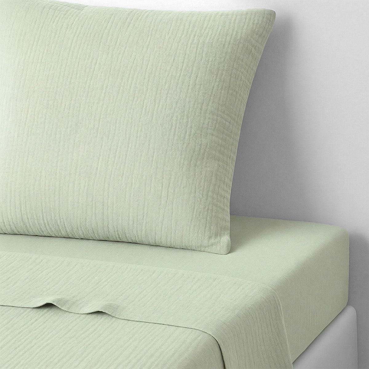Drap plat gaze de coton 240x300 ALMA vert amande