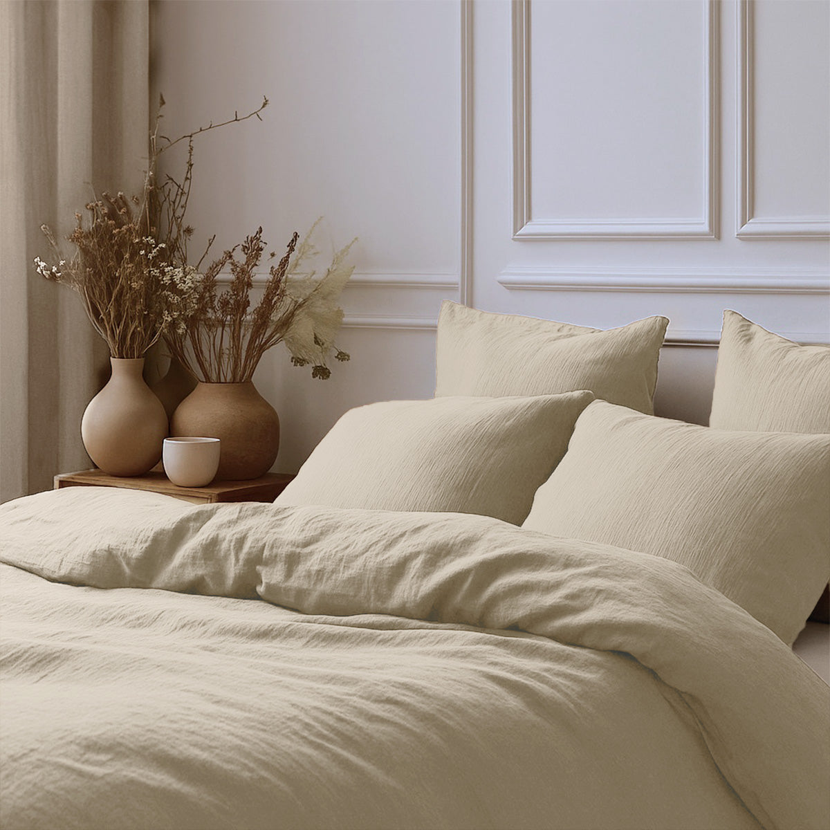 Drap plat gaze de coton 240x300 ALMA beige clair