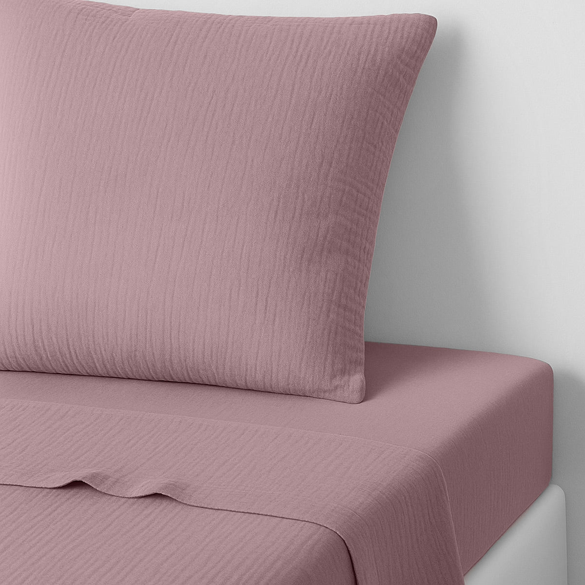 Drap plat gaze de coton 240x300 ALMA bois de rose