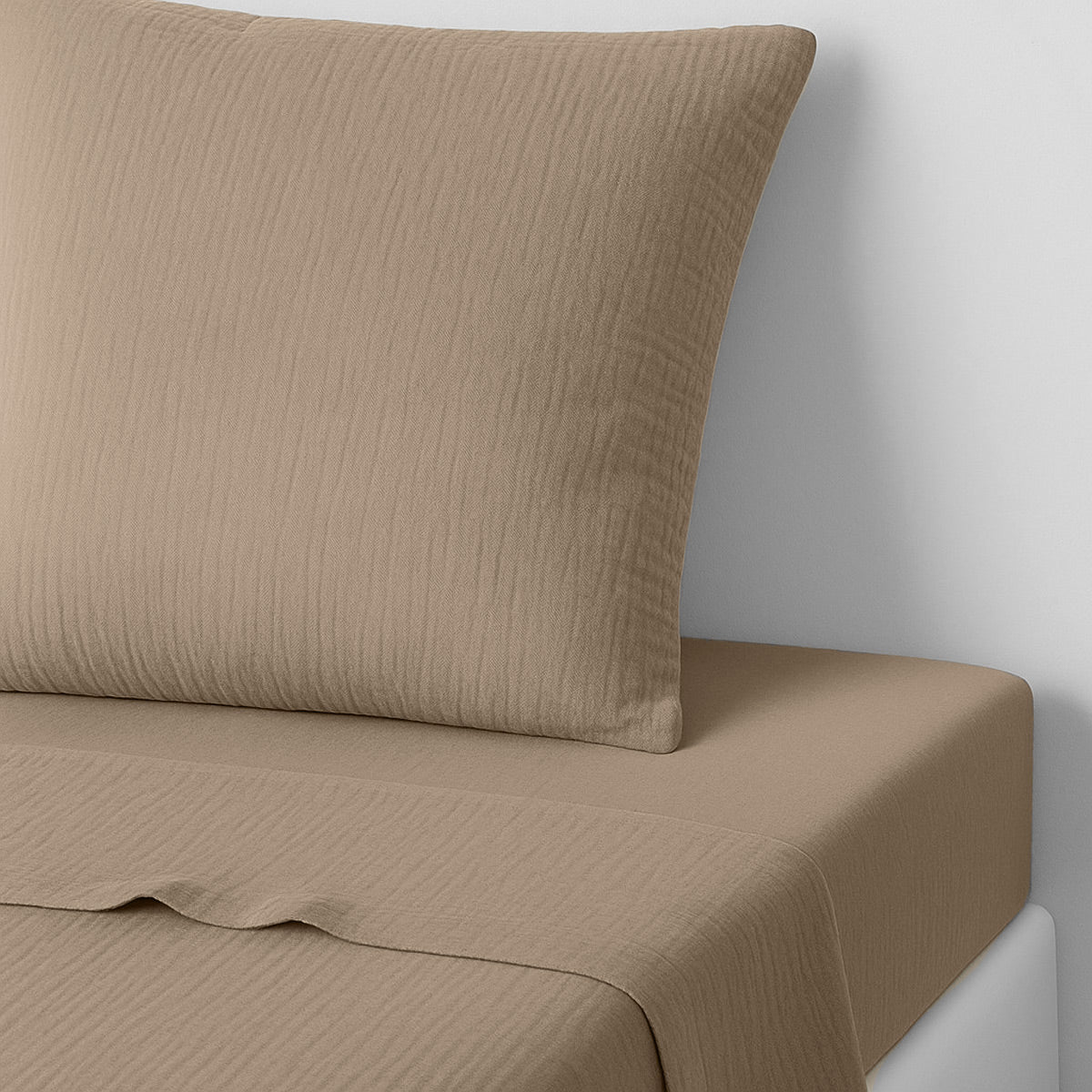 Drap plat gaze de coton 240x300 ALMA taupe clair