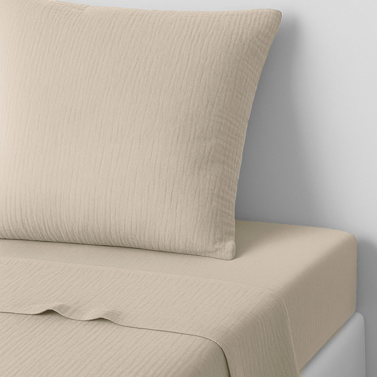 Drap plat gaze de coton 270x300 ALMA beige clair