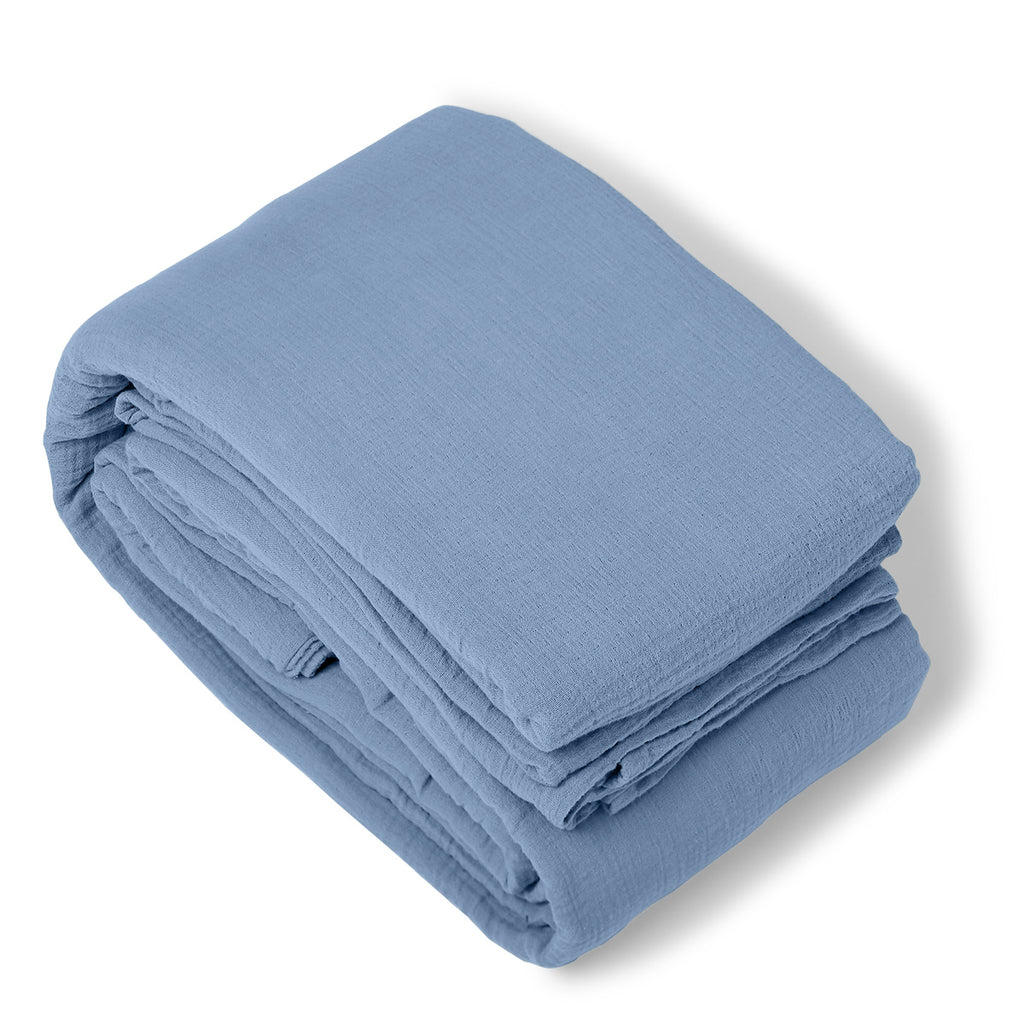 Housse de couette gaze de coton bleu ALMA 260x240