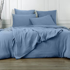 Housse de couette gaze de coton bleu ALMA 260x240