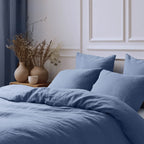 Housse de couette gaze de coton bleu ALMA 260x240