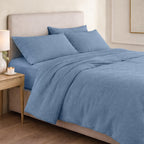 Housse de couette gaze de coton bleu ALMA 260x240