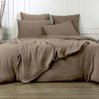 Housse de couette gaze de coton taupe clair ALMA 260x240