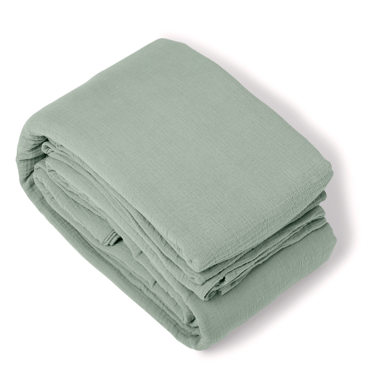 Housse de couette gaze de coton vert céladon ALMA 260x240